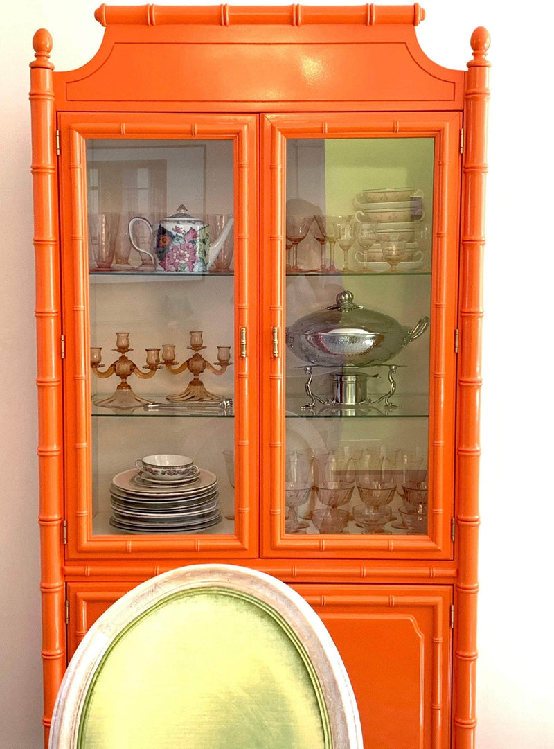 Faux Bamboo China Cabinet - Custom Lacquered The Resplendent Home