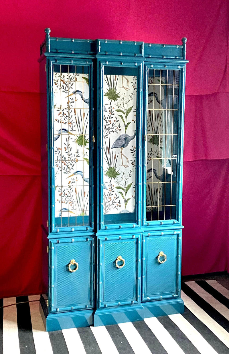 Faux Bamboo China Cabinet - Custom Lacquered The Resplendent Home
