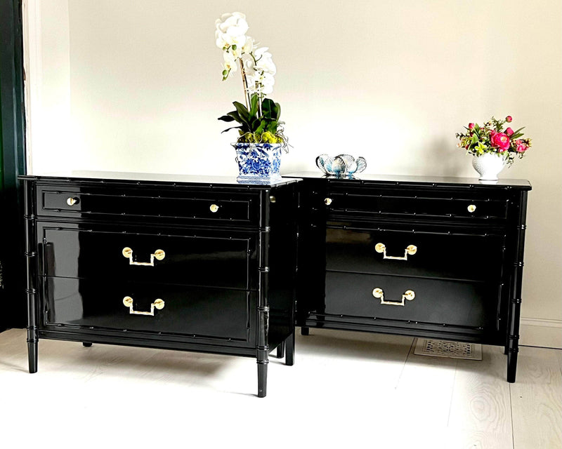 Faux Bamboo Nightstands- Custom Lacquered The Resplendent Home