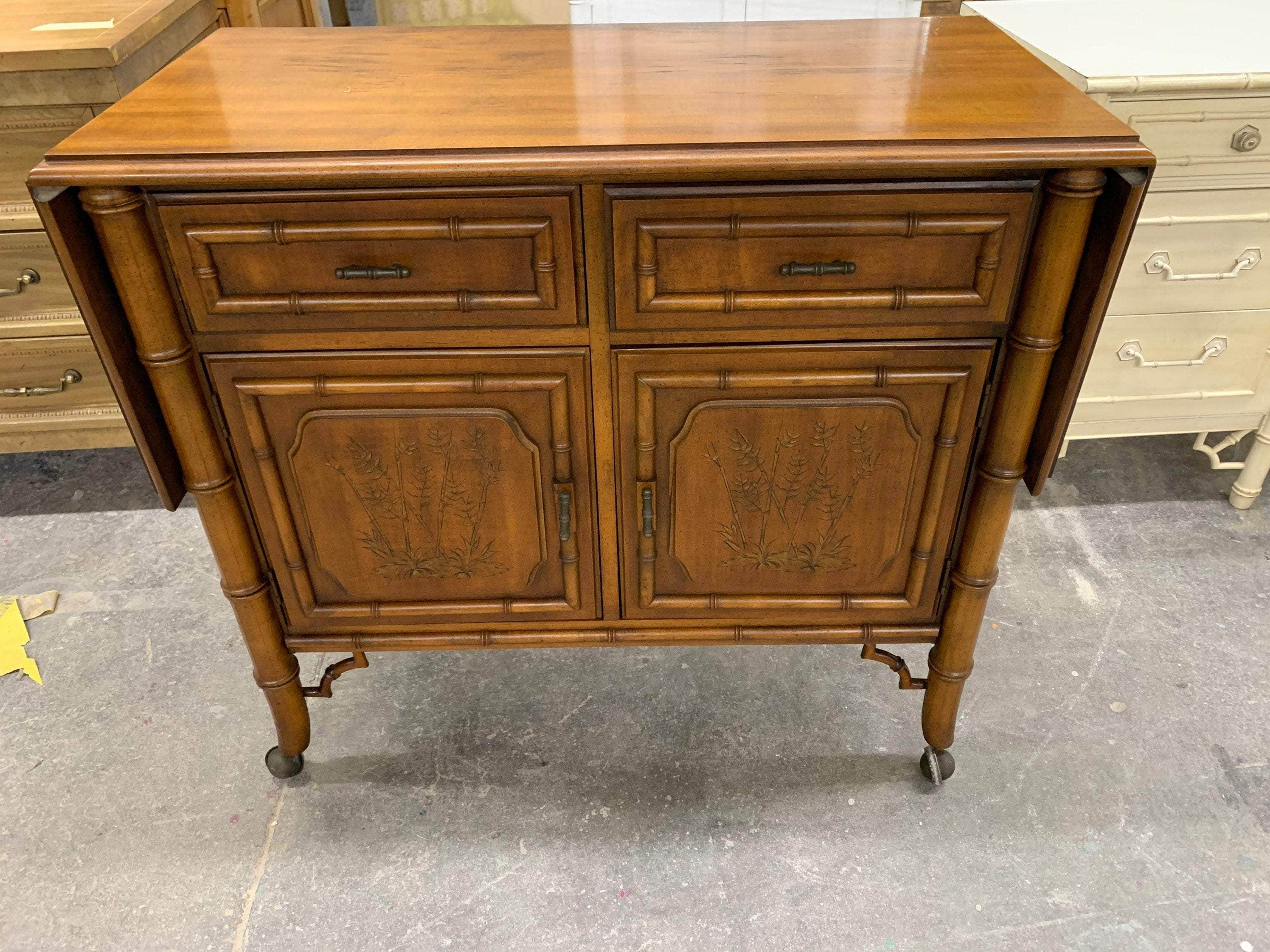 Faux Bamboo Server/ Bar Cart Custom Lacquered