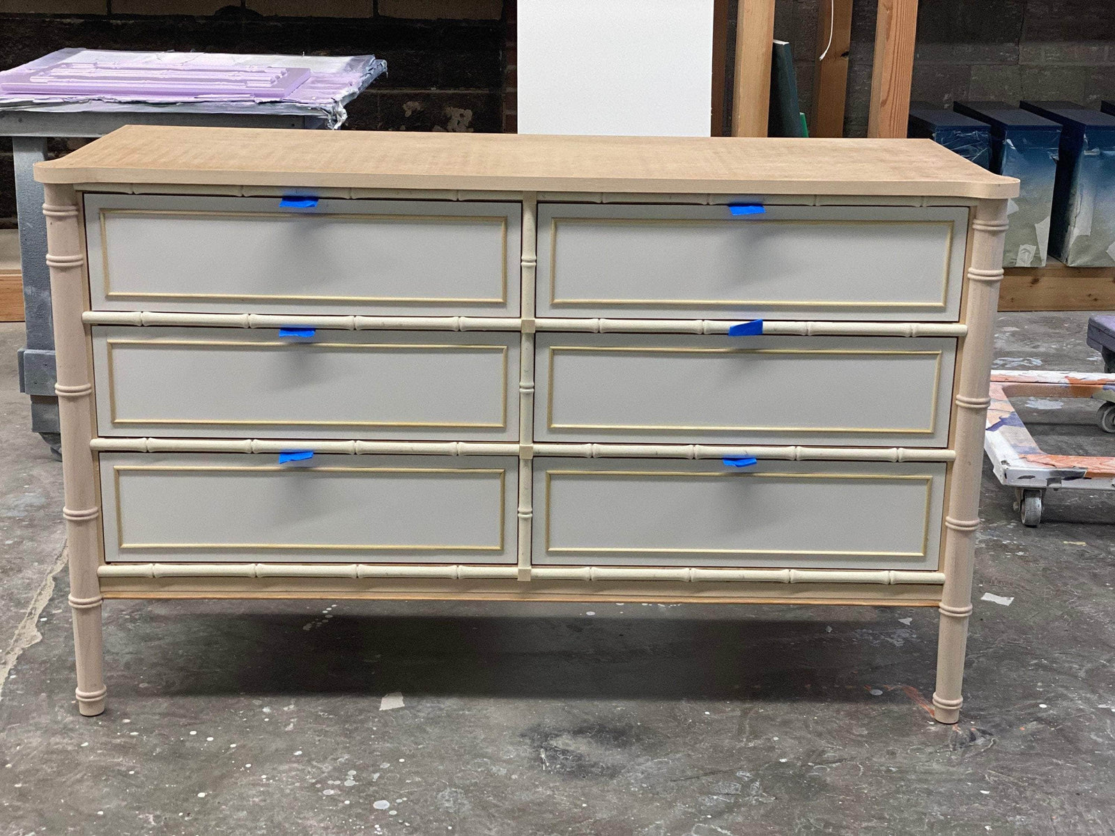 Faux Bamboo Six Drawer Dresser - Lacquered