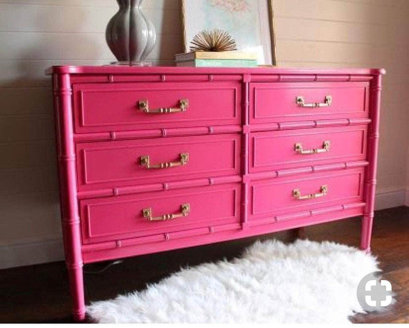 pink lacquer dresser Pink Dresser with Flower Knobs