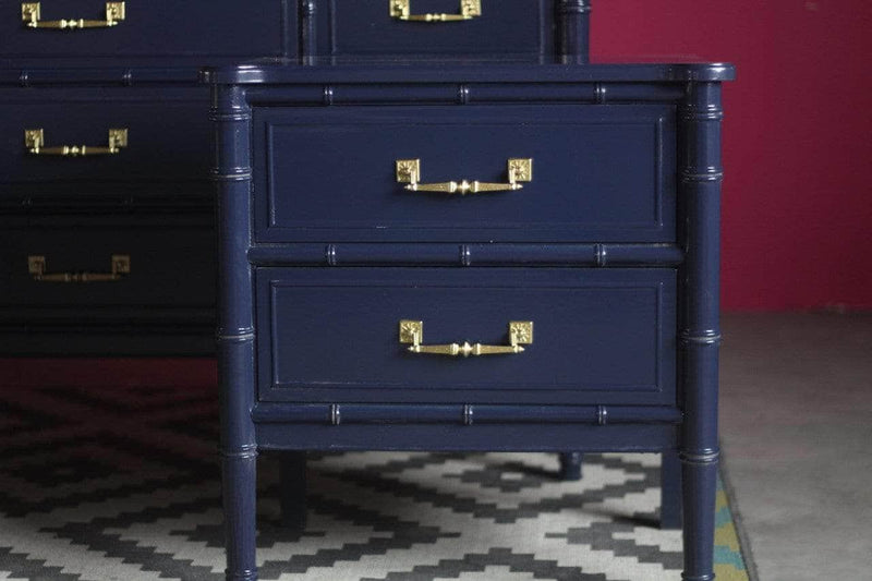 piano black finish. high gloss black. how to paint high gloss black. how to  get a piano finish. Henry link faux bamboo chest of drawers. Bali hai  dresser - Painted by Kayla