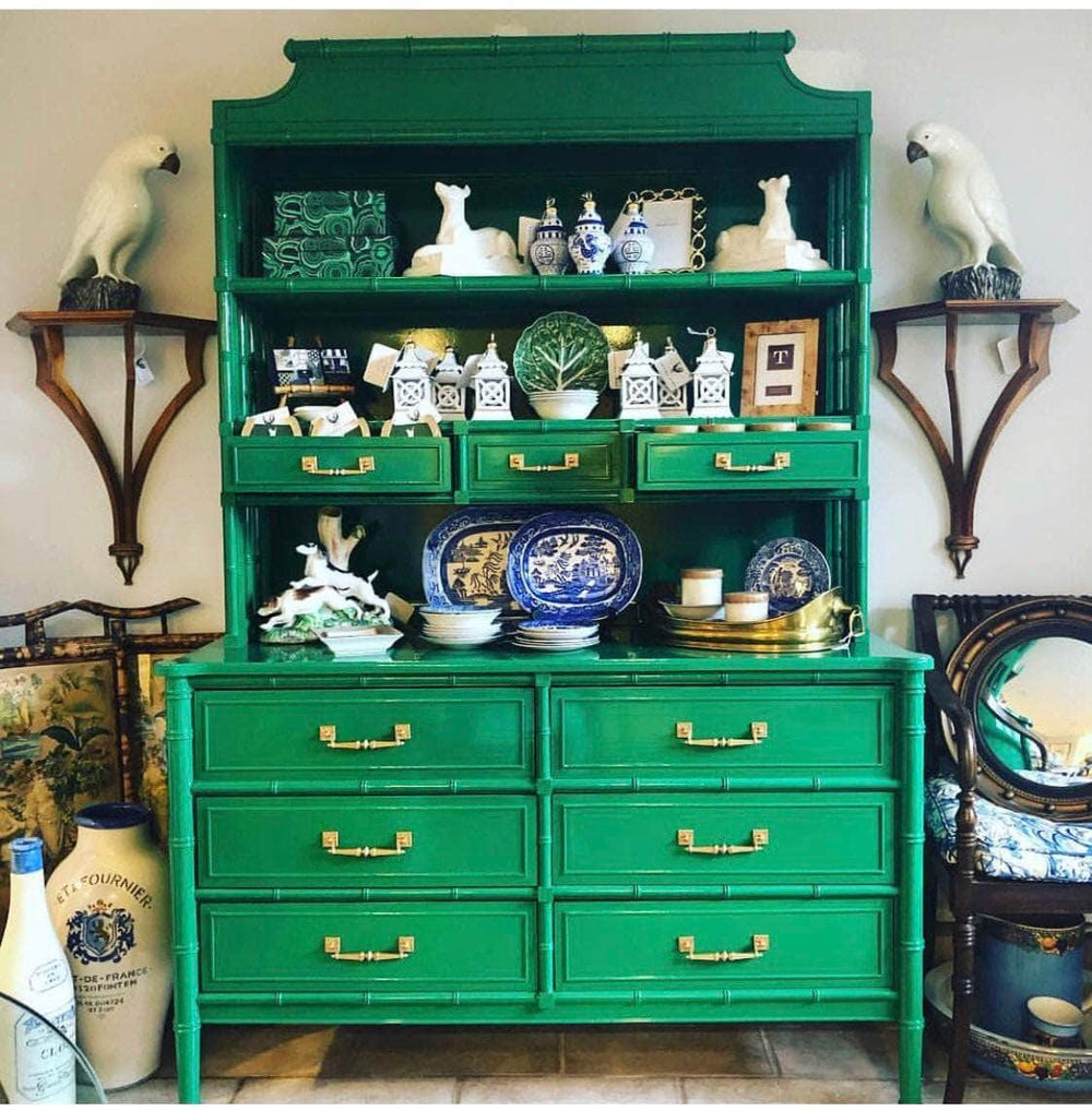 Vintage Henry Link Bali Hai Faux Bamboo Hutch