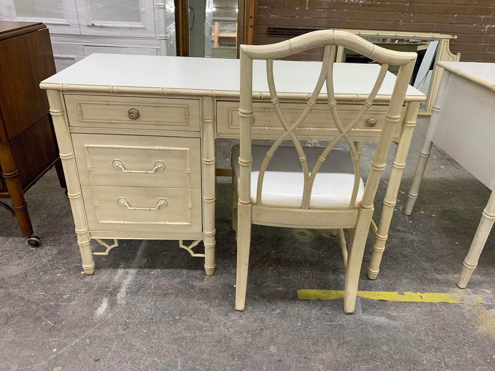 Thomasville Faux Bamboo Desk Chair Custom Lacquered
