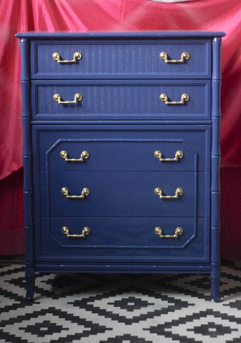 Vintage Broyhill Faux Bamboo Tallboy - Custom Lacquer The Resplendent Home