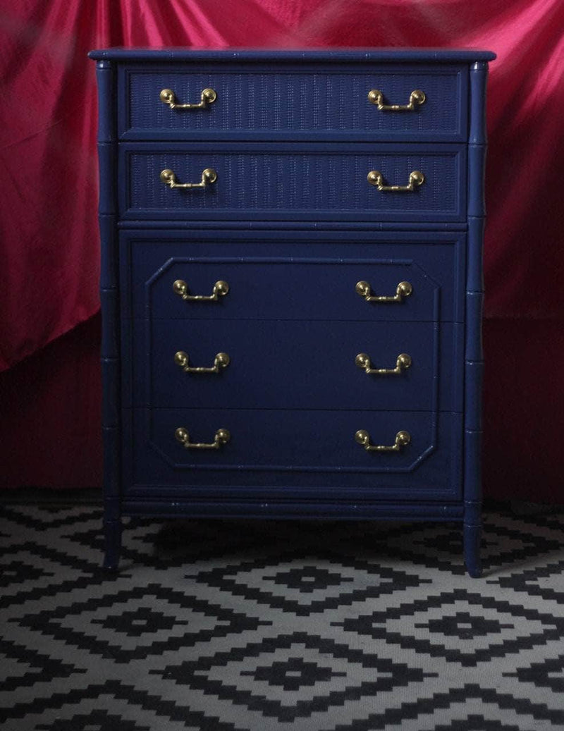 Vintage Broyhill Faux Bamboo Tallboy - Custom Lacquer The Resplendent Home