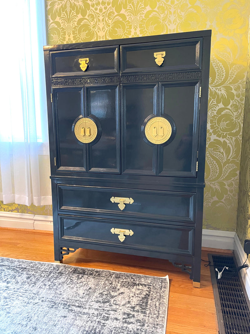 Vintage Chinoiserie Armoire-  Custom Lacquered The Resplendent Home