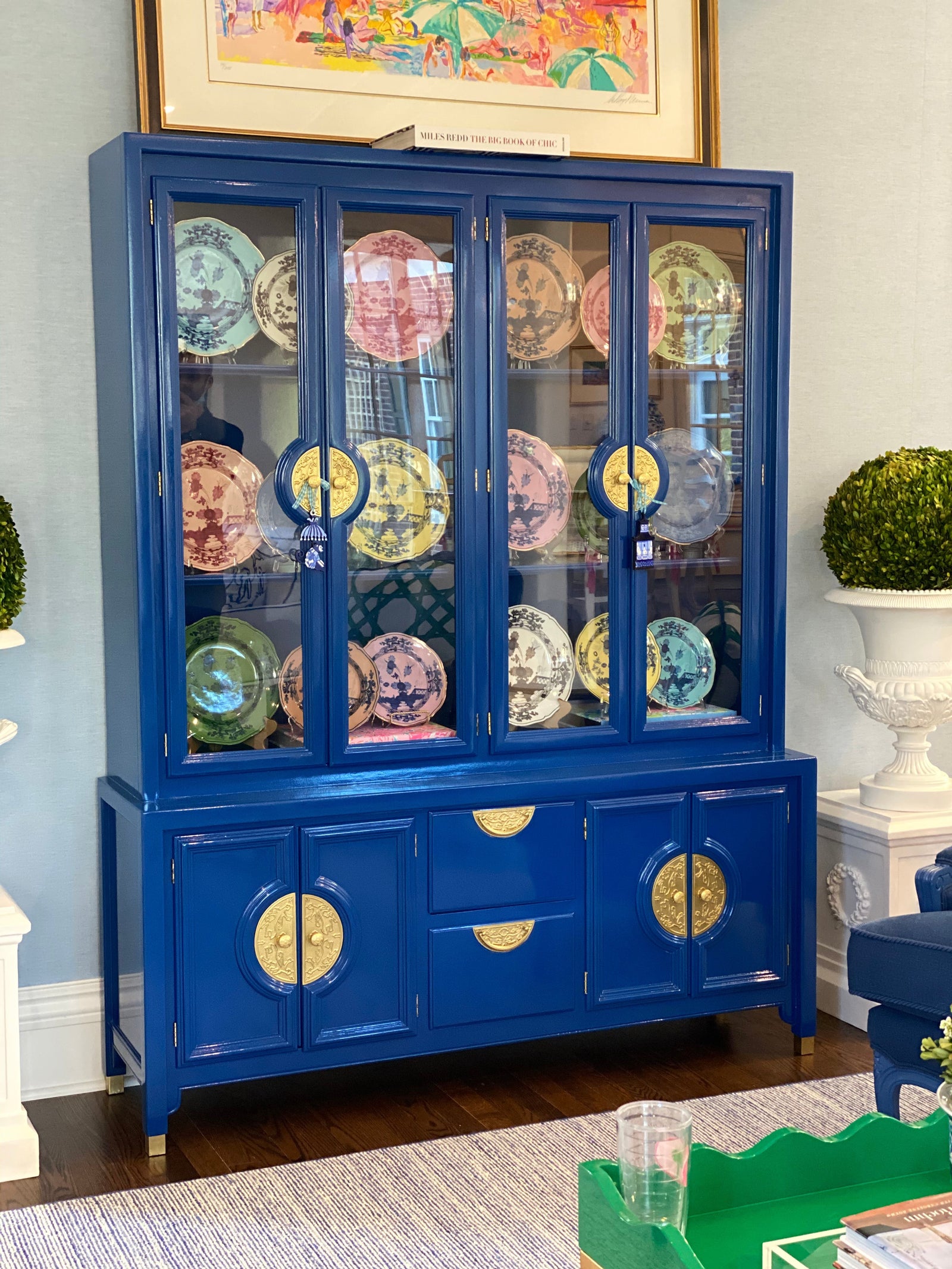 Vintage Chinoiserie China Cabinet Lacquered