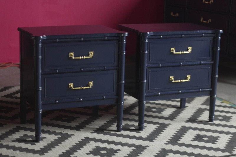 Vintage Pair of Henry Link Bali Hai Nightstands - Custom Lacquered The Resplendent Home